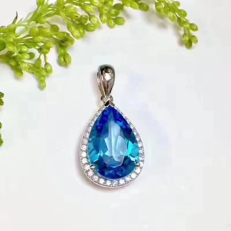 natural London blue natural topaz gem Pendant natural gemstone pendant necklace S925 silver Fashion water drop girl jewelery
natural London blue natural topaz gem Pendant natural gemstone pendant necklace S925 silver Fashion water drop girl jewelery
