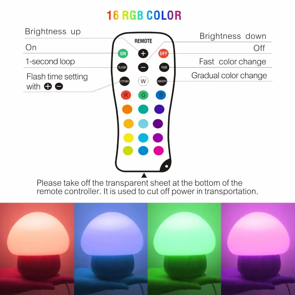 Wooden Mushroom Led Night Light Multicolor RGB wireless remote dimmable Silicone mood nightlight for Children baby Gift
Wooden Mushroom Led Night Light Multicolor RGB wireless remote dimmable Silicone mood nightlight for Children baby Gift