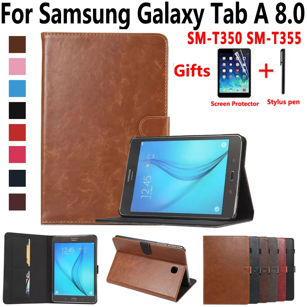 Премиум кожаный чехол для Samsung Galaxy Tab A 8 0 "SM T350 SM P350 T355 P355 умный ударопрочный
