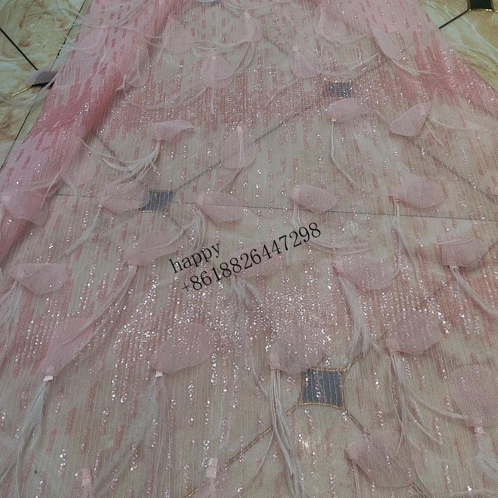 Stylish 3D decals sparkling sequins and feathers African embroidery high-end Nigeria lace wedding dresses clothing fabrics
Stylish 3D decals sparkling sequins and feathers African embroidery high-end Nigeria lace wedding dresses clothing fabrics