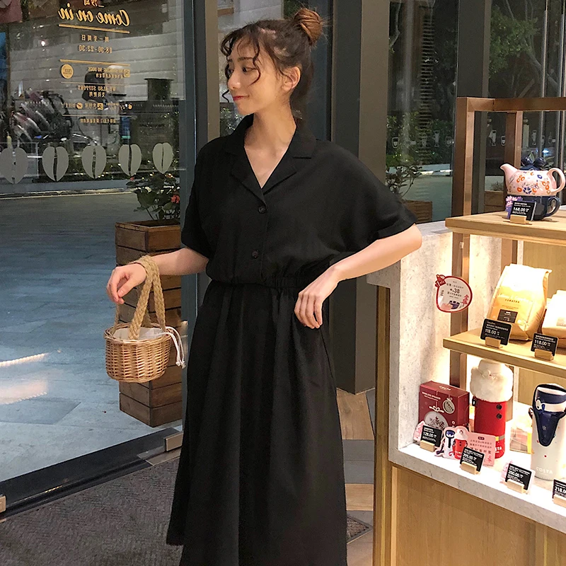 casual button summer style Korean loose black a-line knee-length dress Women's Clothing vestidos fashion brand dresses new hot
casual button summer style Korean loose black a-line knee-length dress Women's Clothing vestidos fashion brand dresses new hot