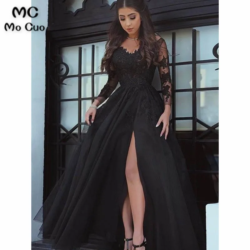 Puffy 2019 A-Line Black Evening Dresses vestidos de fiesta Long Sleeves V-Neck Women Graduation Evening Dresses Custom Made
Puffy 2019 A-Line Black Evening Dresses vestidos de fiesta Long Sleeves V-Neck Women Graduation Evening Dresses Custom Made