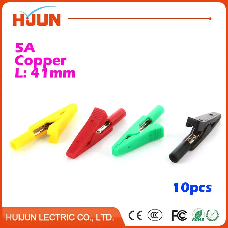 10pcs/lot 5A 41mm Copper Alligator Clip Cable Wire Battery Crocodile Clips Electrical Clamp Tester Probe Car Double-ended
10pcs/lot 5A 41mm Copper Alligator Clip Cable Wire Battery Crocodile Clips Electrical Clamp Tester Probe Car Double-ended