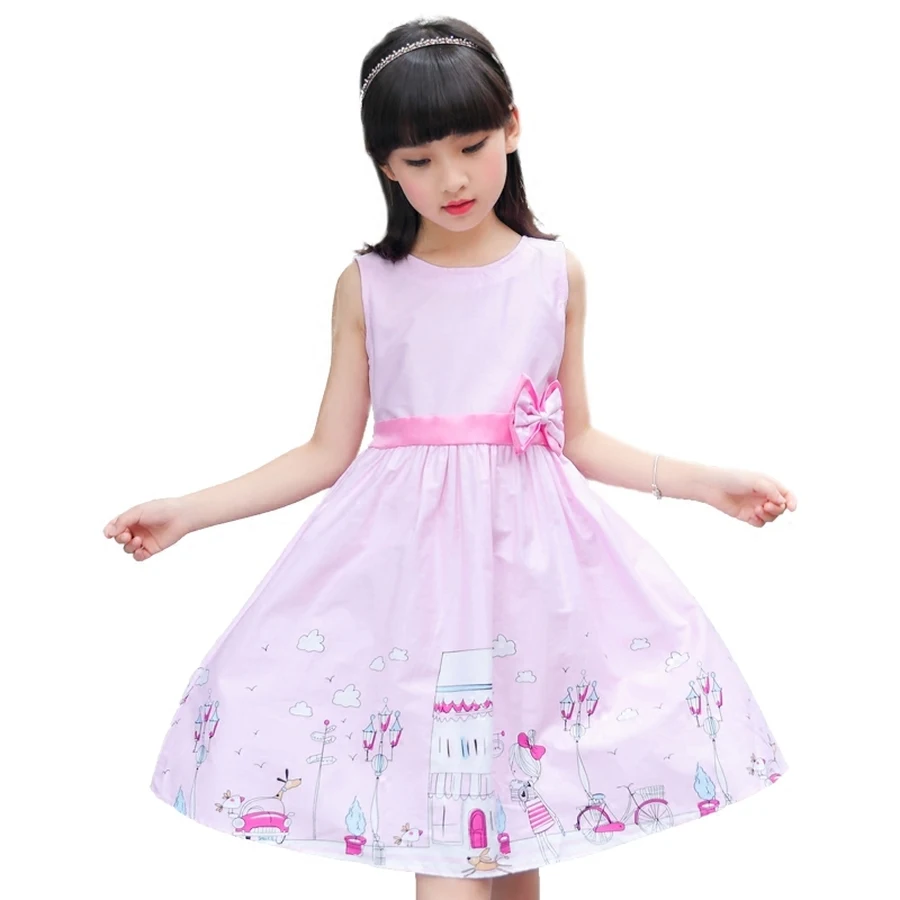 Famli/Летнее платье для девочек милый детский костюм принцессы с цветочным принтом