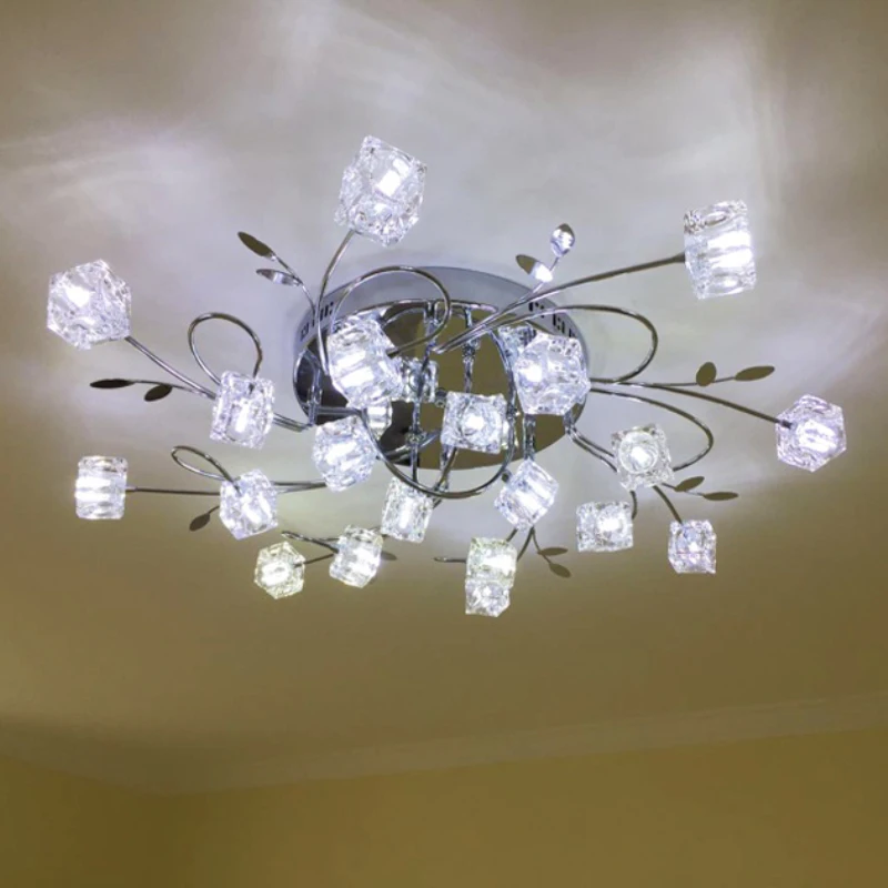 New Modern Glass Cube Led Ceiling Light With Remote Control Plafond Lamp For Bedroom 110-240V lustre ceiling Home | Лампы и освещение