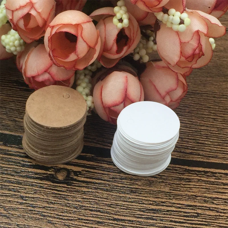 Jewelry Card Holders 500Pcs/Lot Dia: 2cm Round Kraft Paper Blank Gift Price Hang Tags Wedding Party Packaging Labels H057 | Украшения и