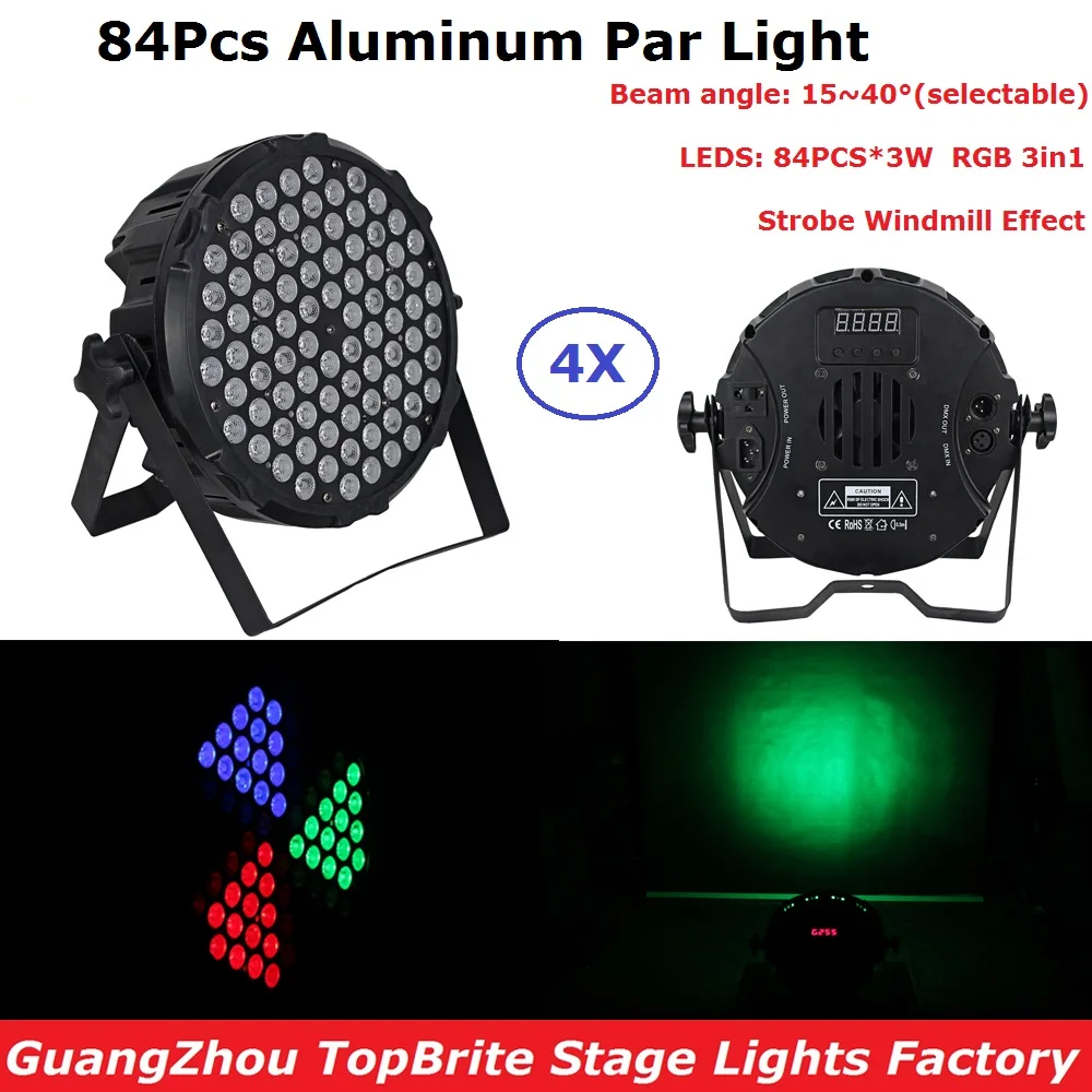 4 Unit New Design 84X3W RGB 3 Color LED Flat Par Light DMX Stage Par Cans For KTV Disco Nightclubs With Strobe Windmill Effects
4 Unit New Design 84X3W RGB 3 Color LED Flat Par Light DMX Stage Par Cans For KTV Disco Nightclubs With Strobe Windmill Effects