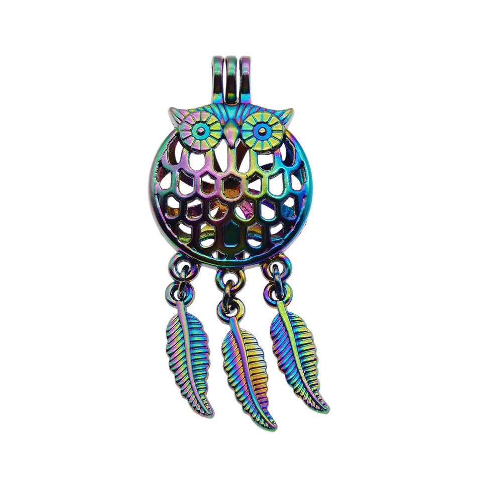 5pcs Rainbow Color Zinc Alloy Dreamcatcher Pearl Cage Pendants Animal owl Aromatherapy Jewelry Necklace DIY Jewelry
5pcs Rainbow Color Zinc Alloy Dreamcatcher Pearl Cage Pendants Animal owl Aromatherapy Jewelry Necklace DIY Jewelry
