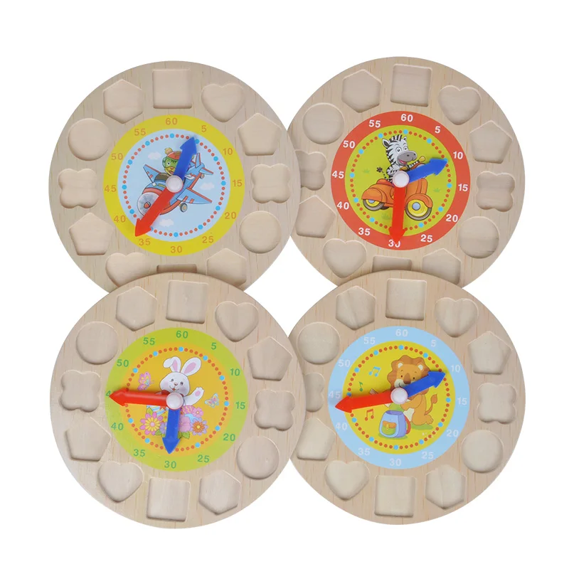 Деревянные цифровые геометрические часы деревянные блоки игрушки для детей