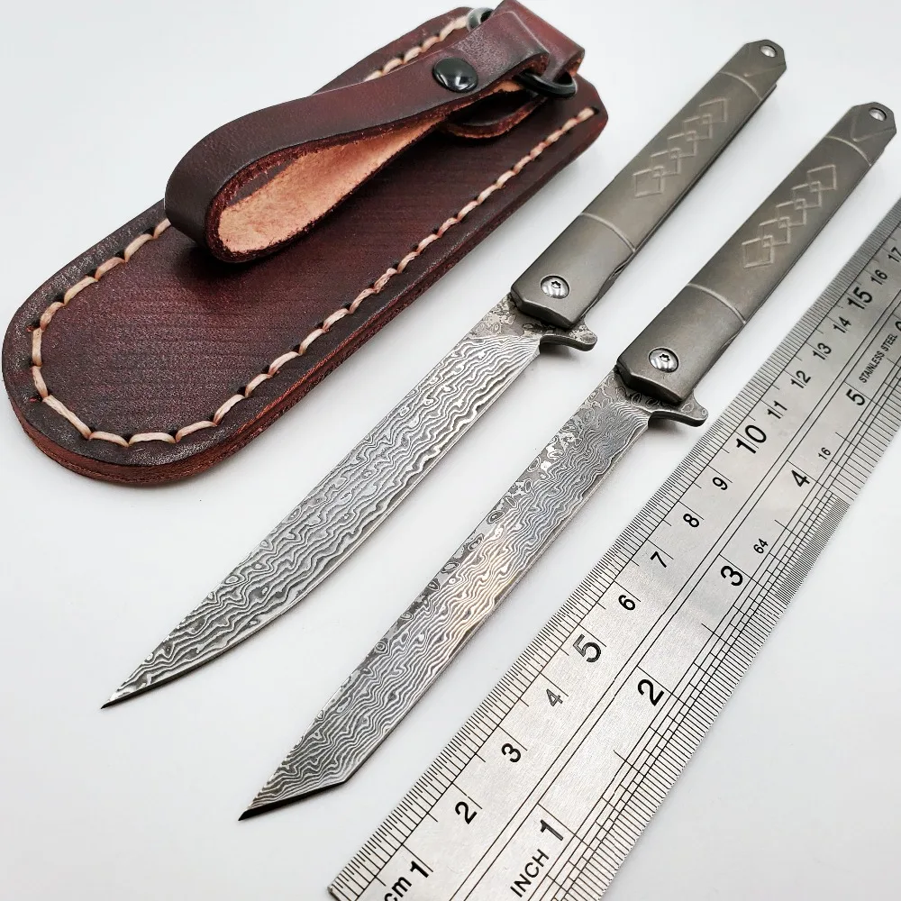 JSSQ Folding Knife VG10 Damascus Blade Titanium Pocket Knives Outdoor Survival Tactical Hunting Knife Camping Portable EDC Tools
JSSQ Folding Knife VG10 Damascus Blade Titanium Pocket Knives Outdoor Survival Tactical Hunting Knife Camping Portable EDC Tools