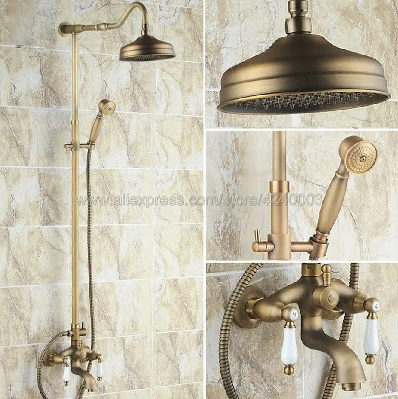 Wall Mounted Antique Brass 8 Inch Round Rainfall Shower Head + Tub Spout + Brass Hand Sprayer Mixer Tap Krs243
Wall Mounted Antique Brass 8 Inch Round Rainfall Shower Head + Tub Spout + Brass Hand Sprayer Mixer Tap Krs243
