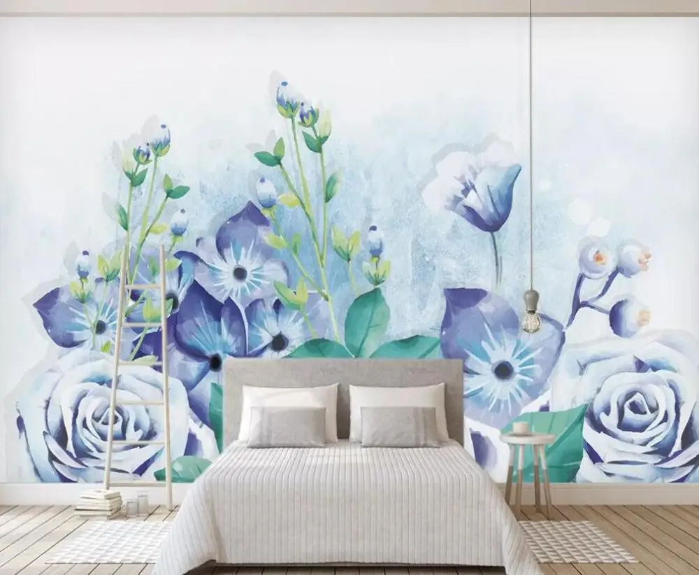 Customized 3D mural wallpaper modern contracted blue flower background wall decoration painting
Customized 3D mural wallpaper modern contracted blue flower background wall decoration painting