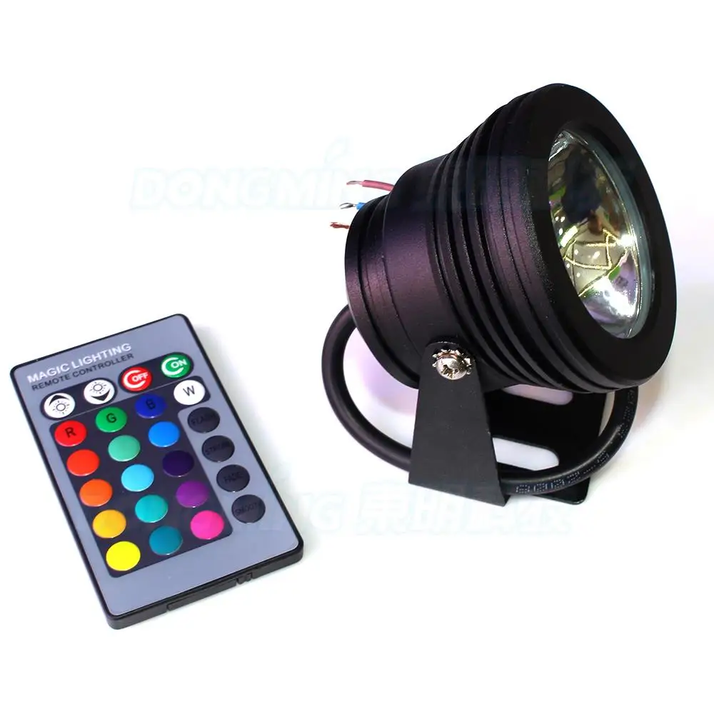 

With 24key remote controller led underwater lights rgb DC12V changeable 10W rgb pool lights waterproof ip68 flat lens black body