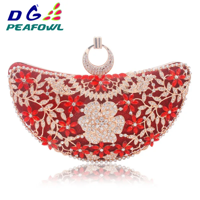 DG Peafowl Rings Moon Hollow Out Floral Lady Clutch Bag Red Dimond Crystal Toiletry Handbag Day Phone Interior Package Purse
DG Peafowl Rings Moon Hollow Out Floral Lady Clutch Bag Red Dimond Crystal Toiletry Handbag Day Phone Interior Package Purse