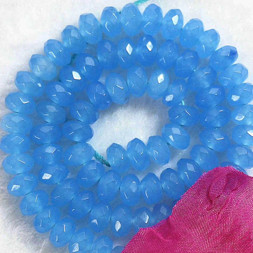

Free shipping charms blue stone jades chalcedony rondelle 5*8mm abacus faceted loose beads fashion jewelry making 15inch B158