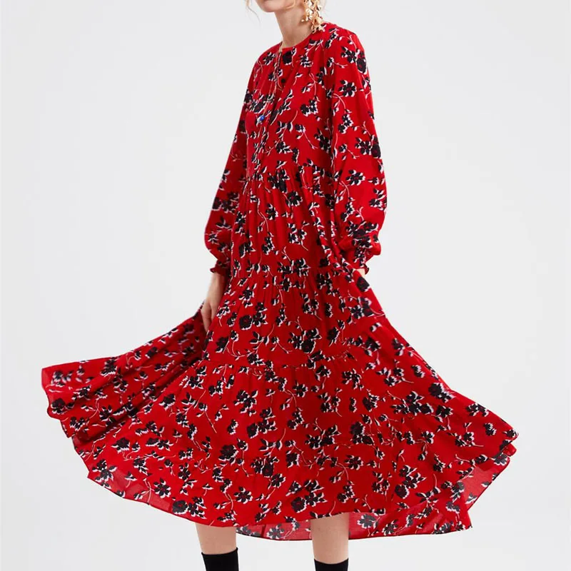 2019 Fashion Spring and Autumn New Women Dress Flower Print Temperament Long Dress Elegant Dress
2019 Fashion Spring and Autumn New Women Dress Flower Print Temperament Long Dress Elegant Dress