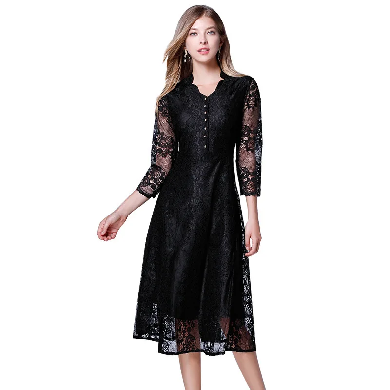 Queechalle Black Elegant Lace Dress 2021 Autumn Women's Sexy Floral Hollow Sleeve Slim Waist Dress Female Plus Size Vestidos
Queechalle Black Elegant Lace Dress 2021 Autumn Women's Sexy Floral Hollow Sleeve Slim Waist Dress Female Plus Size Vestidos