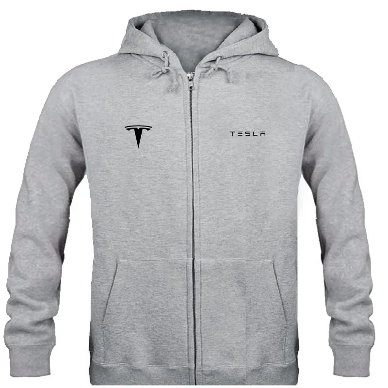 Осень Tesla логотип известного бренда Длинные рукава однотонная трикотажная кофта