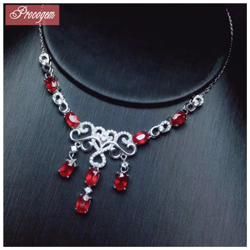 Natural Ruby pendant necklaces 8pcs gems 925 Sterling silver Genuine Gemstone necklace for wedding Female fine Jewelry gift #033
Natural Ruby pendant necklaces 8pcs gems 925 Sterling silver Genuine Gemstone necklace for wedding Female fine Jewelry gift #033