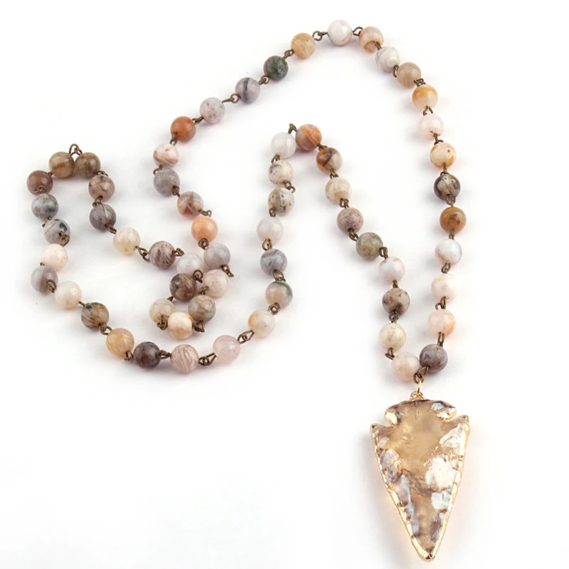 Free Shipping Bamboo Leaf Agat and Crazylace natural stone Bohemian Jewelry Chain Beige Arrowhead Pendant Necklace
Free Shipping Bamboo Leaf Agat and Crazylace natural stone Bohemian Jewelry Chain Beige Arrowhead Pendant Necklace