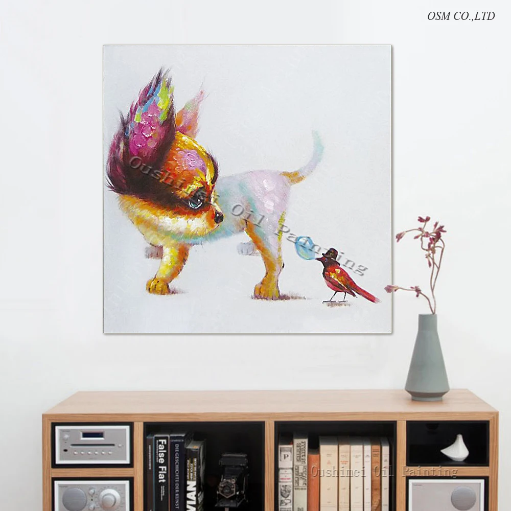 Professional Artist Support High Quality Modern Abstract Bird and Puppy Oil Painting on Canvas Funny Puppy Dog Oil Painting
Professional Artist Support High Quality Modern Abstract Bird and Puppy Oil Painting on Canvas Funny Puppy Dog Oil Painting