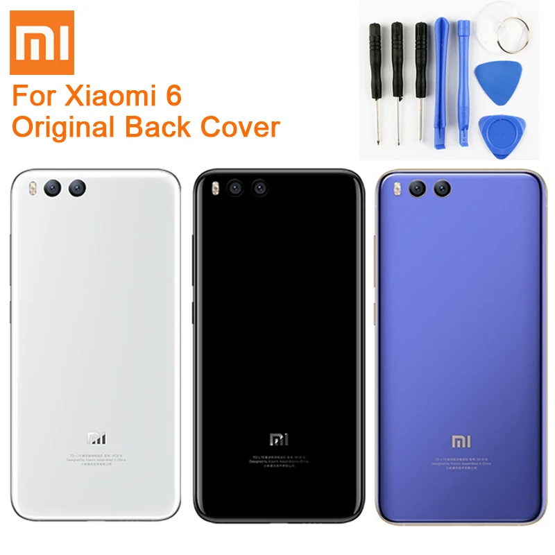 Фото Оригинальный стеклянный чехол для Xiaomi 6 Mi Mi6 MCE16 задняя крышка батареи телефона