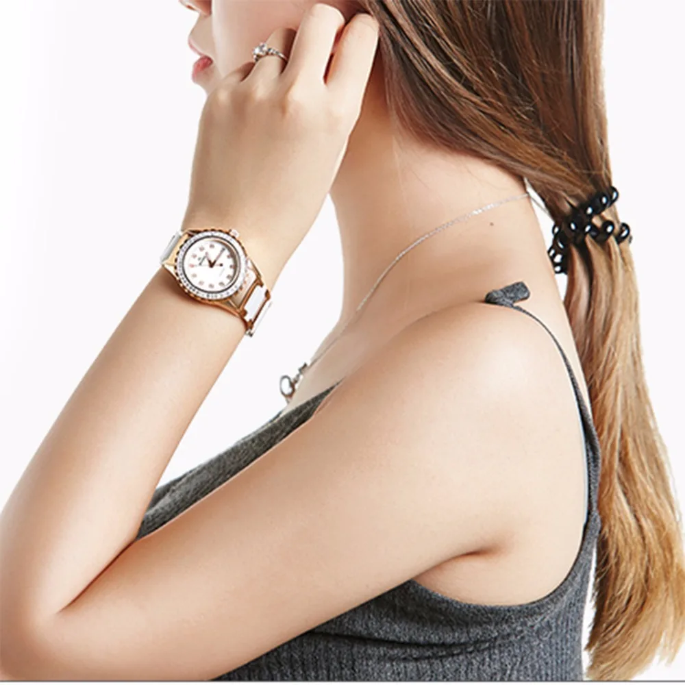 Eastar Elegant Diamond White Women Quartz Wrist Watch Waterproof Ceramics Lady Clocks Band Stainless Steel Fold-over Clasp
Eastar Elegant Diamond White Women Quartz Wrist Watch Waterproof Ceramics Lady Clocks Band Stainless Steel Fold-over Clasp