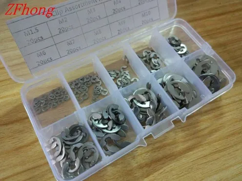 200Pcs Stainless Steel E Clip Assortment Kit 1.5 2 3 4 5 6 7 8 9 10 mm Circlip retaining ring for shaft fastener hardware
200Pcs Stainless Steel E Clip Assortment Kit 1.5 2 3 4 5 6 7 8 9 10 mm Circlip retaining ring for shaft fastener hardware