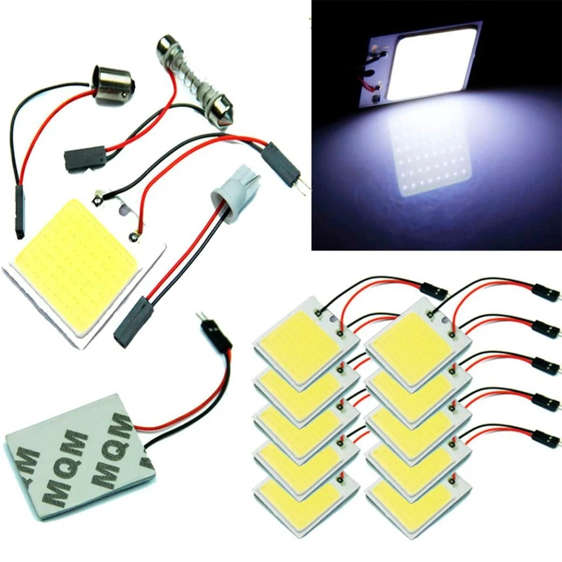 10 шт. 24 SMD COB светодиодный купольный светильник для салона автомобиля чтения