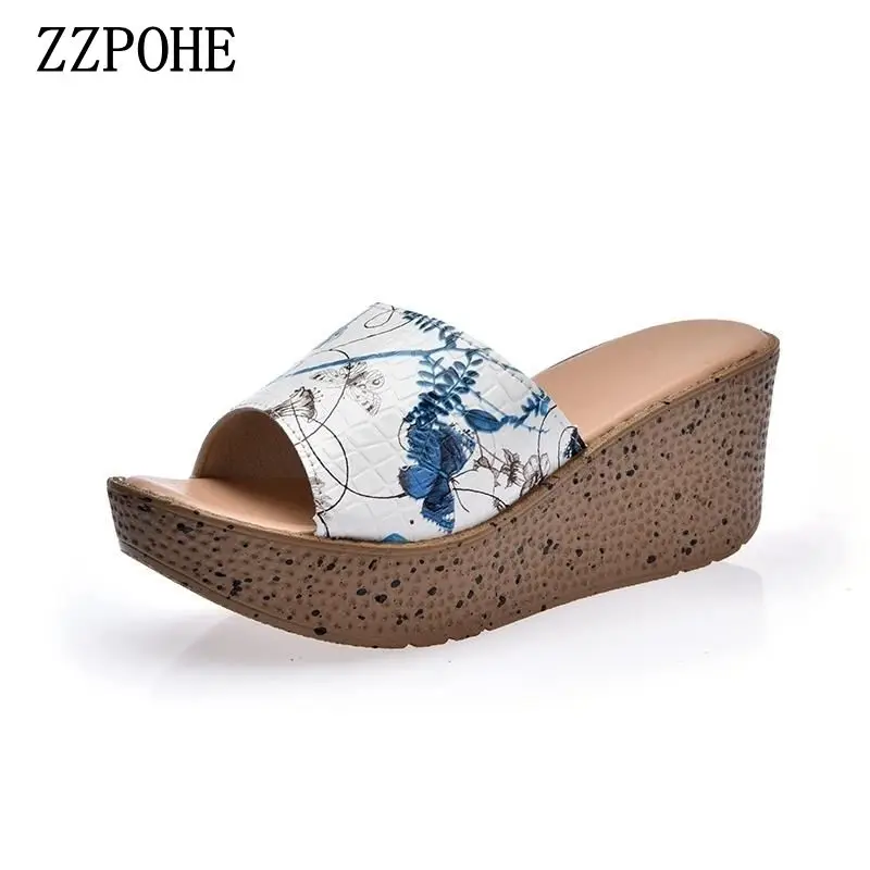 ZZPOHE Summer new women's shoes female leather soft soles mother slippers high heel slope with skid thick bottom slippers
ZZPOHE Summer new women's shoes female leather soft soles mother slippers high heel slope with skid thick bottom slippers