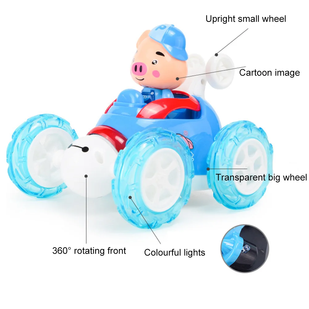 2019 New Remote Control Car Pig Model Overturn Ability Stunt Car Model Overturn Ability Stunt Car Children
