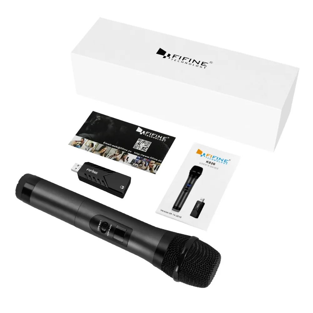 FIFINE Wireless UHF Handheld Dynamic Microphone with USB Receiver Output to Laptop or PC Phone PAD for Software Recording K026-1
FIFINE Wireless UHF Handheld Dynamic Microphone with USB Receiver Output to Laptop or PC Phone PAD for Software Recording K026-1
