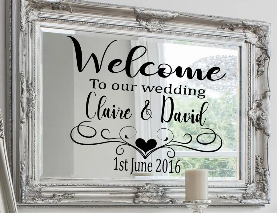 Custom Wedding Decal Personalized Bride And Groom Name,date,Welcome To The Wedding Sign Sticker Art Decor Gift Mirror Mural WE16
Custom Wedding Decal Personalized Bride And Groom Name,date,Welcome To The Wedding Sign Sticker Art Decor Gift Mirror Mural WE16