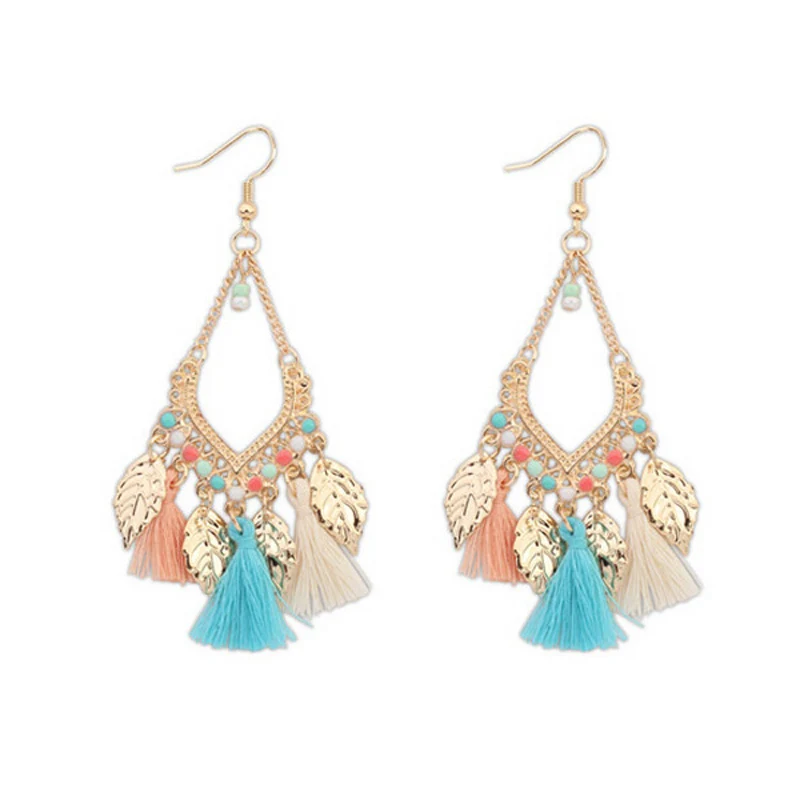 Fashion New Bohemian Leaf Tassel Earrings For Women Boho Gold Beads Leaves Drop Earings Female Jewelry Party Gift Brincos
Fashion New Bohemian Leaf Tassel Earrings For Women Boho Gold Beads Leaves Drop Earings Female Jewelry Party Gift Brincos
