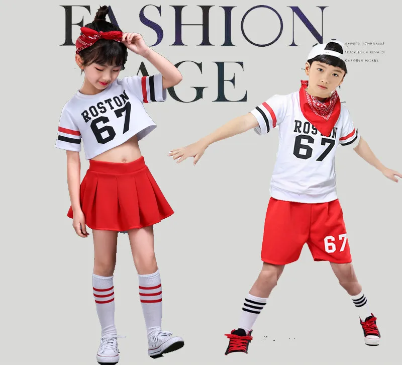 Детский спортивный костюм черлидеров для танцев Одежда в стиле хип-хоп девочек