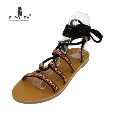 Summer Women's Fashion Rome Sandals Cross-tied Flock Shoes Flat Printed Female Casual Shoes Outdoors Traval
Summer Women's Fashion Rome Sandals Cross-tied Flock Shoes Flat Printed Female Casual Shoes Outdoors Traval