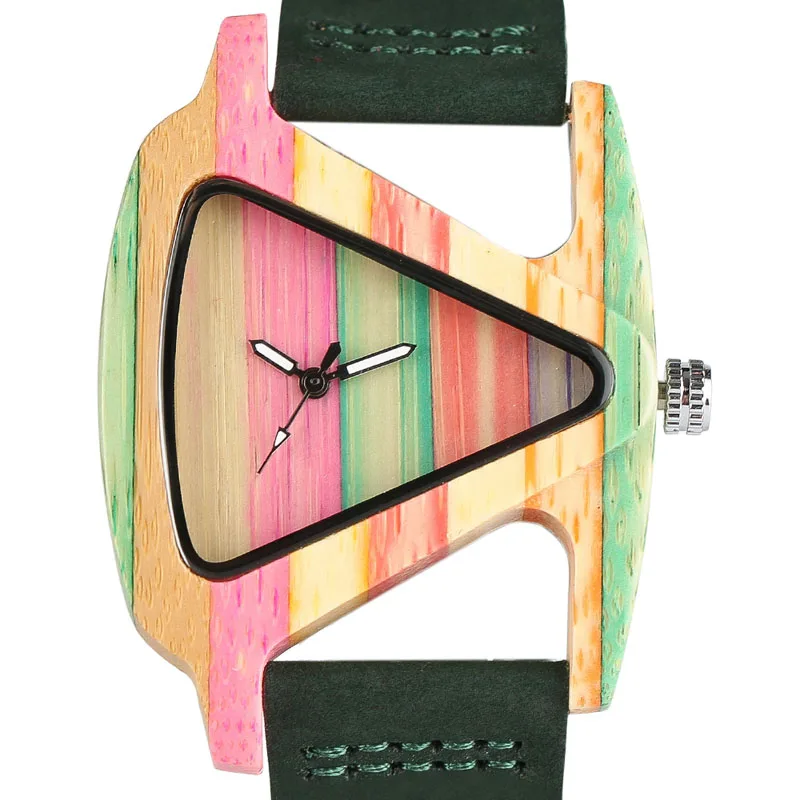 Creative Women Wood Watches Unique Colorful Wooden Triangle Hollow Quartz Wristwatch Ladies Elegant Fashion Genuine Leather Hour
Creative Women Wood Watches Unique Colorful Wooden Triangle Hollow Quartz Wristwatch Ladies Elegant Fashion Genuine Leather Hour