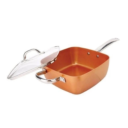 Square Aluminium Cookware Copper Pan with Glass Lid Non-stick Cooking Pan Fry Pan Heat Resistant Oven and Dishwasher Safe
Square Aluminium Cookware Copper Pan with Glass Lid Non-stick Cooking Pan Fry Pan Heat Resistant Oven and Dishwasher Safe