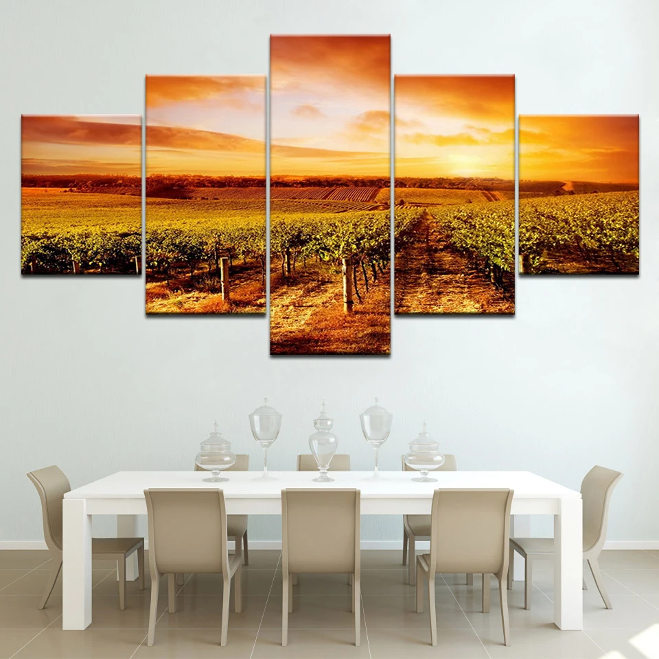 5 шт. Современные Wall Art осеннее сельской местности Картина на холсте закат море
