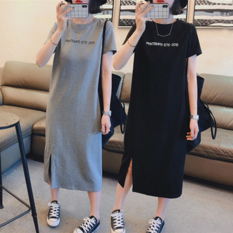 Pregnant Clothing Letter Short-sleeved Maternity Dress 2020 Summer Loose Black T-shirt Pregnancy Dress Pregnant Long Tees
Pregnant Clothing Letter Short-sleeved Maternity Dress 2020 Summer Loose Black T-shirt Pregnancy Dress Pregnant Long Tees