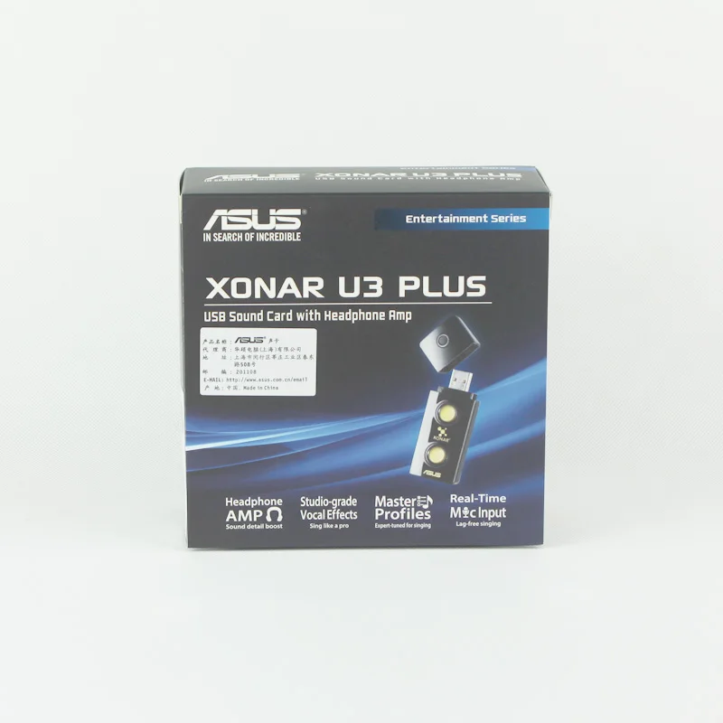 Оригинальный Полный новых Asus xonar U3 плюс Звуковые карты (xonar_u3/UAD/B/A)|sound card|card soundasus