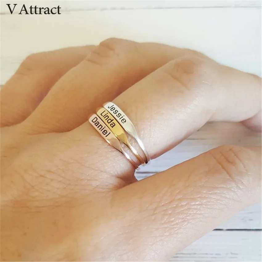 

Gold Anillos Custom Jewelry Women Men Personalized Name Rings Wedding Bijoux Femme Silver Stacking Baby Name Ring For Mom Gifts