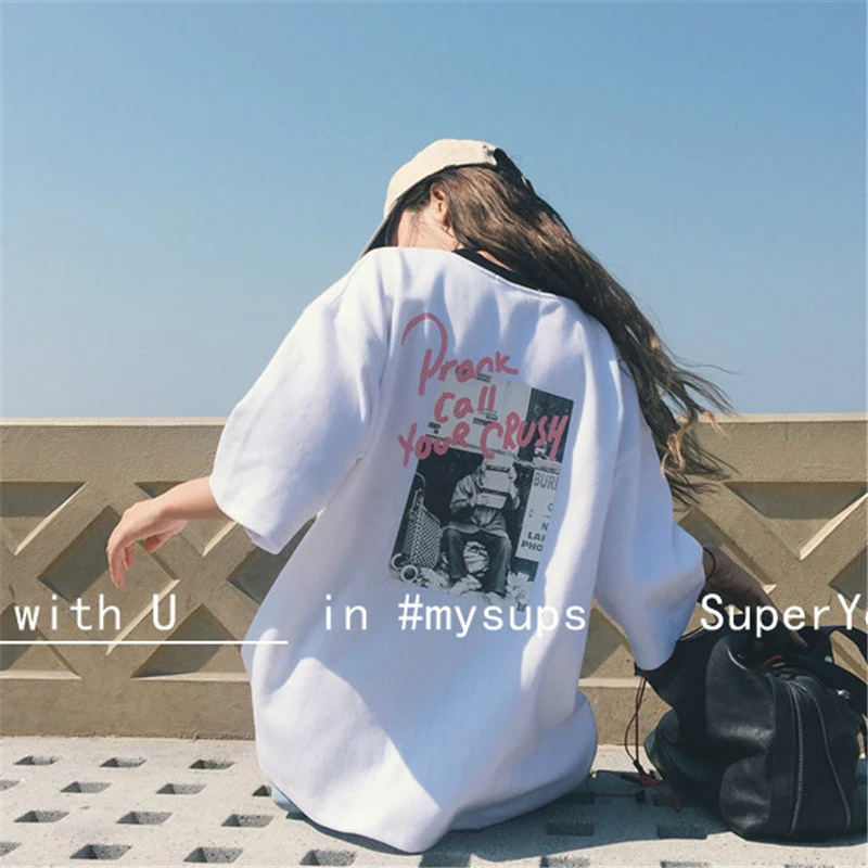 Women Street Fashion Loose T Shirt Women 2018 New Korean Style Kpop Letter Printed Female Drop Shoulder Tops Female T-Shirts
Women Street Fashion Loose T Shirt Women 2018 New Korean Style Kpop Letter Printed Female Drop Shoulder Tops Female T-Shirts