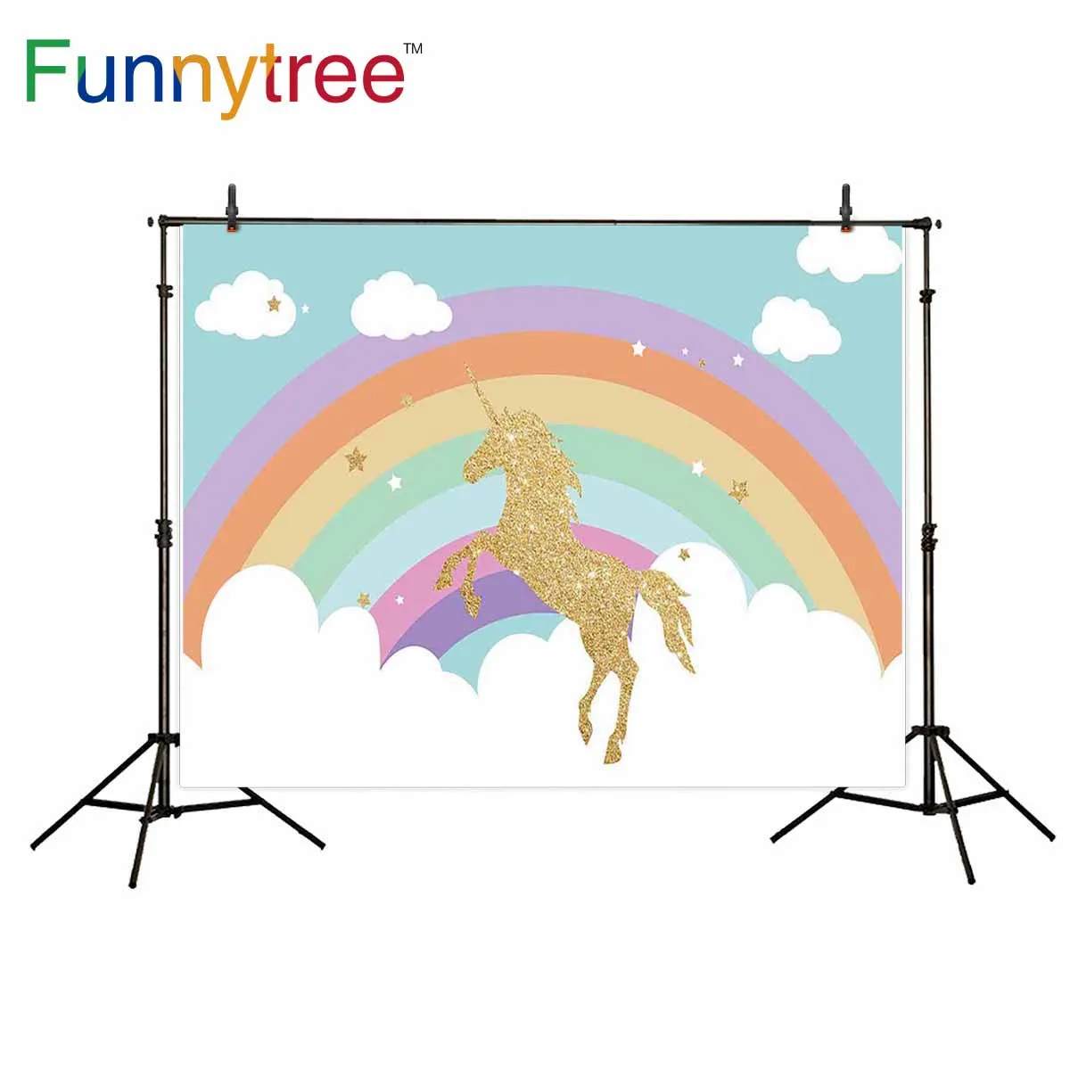 Funnytree background for photo studio unicorn sky cartoon rainbow cloud golden star kids photography backdrop photocall
Funnytree background for photo studio unicorn sky cartoon rainbow cloud golden star kids photography backdrop photocall
