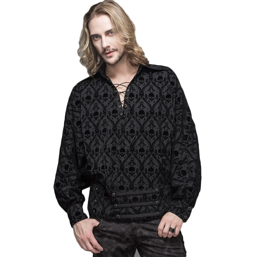 Punk Gothic Men's Casual Shirts Spring Skull Printed Bandage Shirts Victorian Retro Button-down Dress Shirt
Punk Gothic Men's Casual Shirts Spring Skull Printed Bandage Shirts Victorian Retro Button-down Dress Shirt