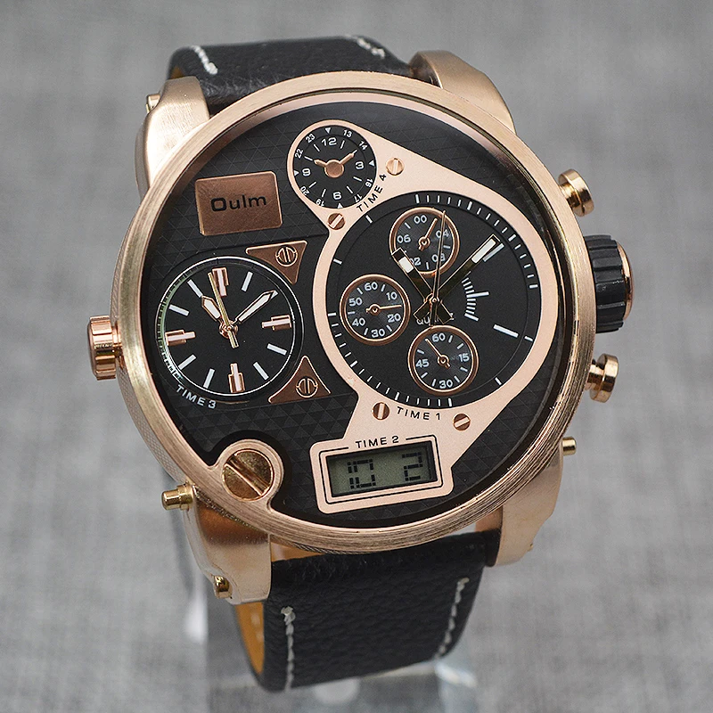 OULM Brand New Big Dial Design Japan Quartz Movement Fashion Watches Mens LCD Display 3 Time Casual Leather Band Watch Montre
OULM Brand New Big Dial Design Japan Quartz Movement Fashion Watches Mens LCD Display 3 Time Casual Leather Band Watch Montre