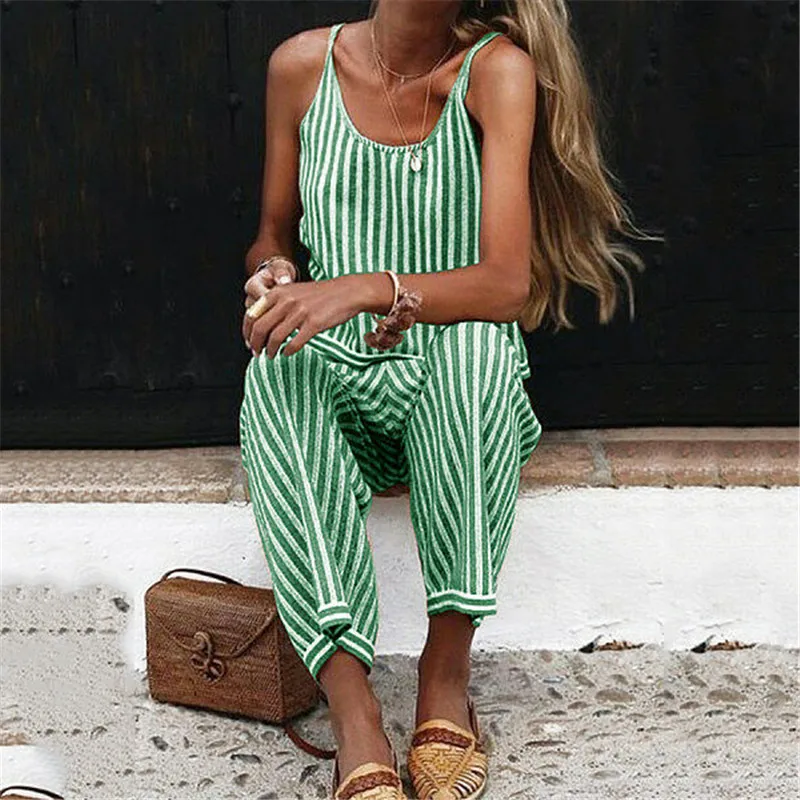 Plus Size S-2XL Women Striped Jumpsuits Fashion Sleeveless Loose Rompers Casual Ladies Bodysuits Femme Playsuits Leisure Clothes
Plus Size S-2XL Women Striped Jumpsuits Fashion Sleeveless Loose Rompers Casual Ladies Bodysuits Femme Playsuits Leisure Clothes