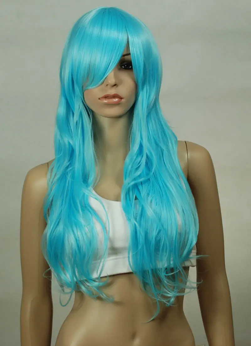 RH2506 fox123 Небесно Голубой Волнистые Длинный Парик Косплей|cosplay wig long|long black cosplay wiglong |