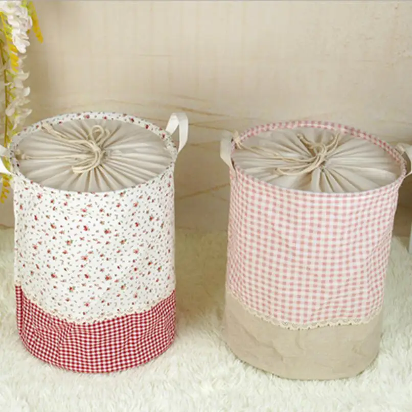 

Large Floral lattice Laundry Hamper fold waterproof of Clothes Storage Baskets Home clothes barrel Bags kids toy Storage barrels