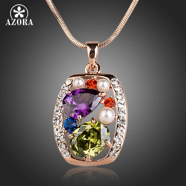 Цепочка с подвеской из розового золота разные цвета|multicolor necklace|necklace anecklace multicolor |